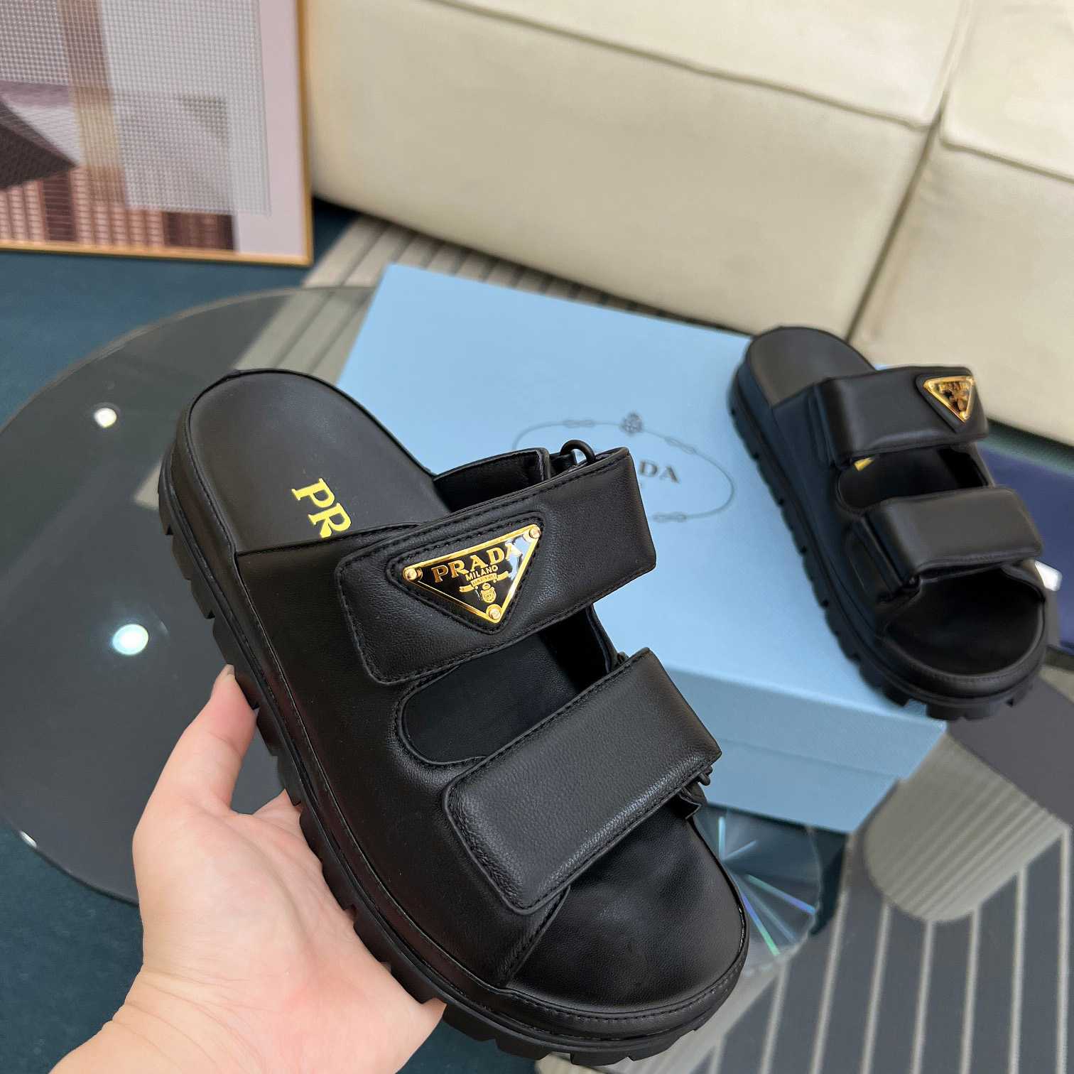 Prada Nappa Leather Slides - DesignerGu