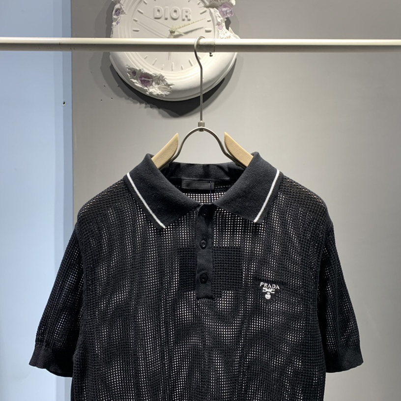 Prada Cotton And Silk Polo Shirt - DesignerGu