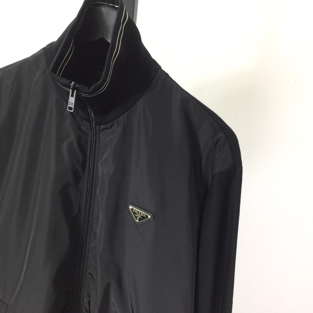 Prada Triangle-Logo Zipped Coat - DesignerGu