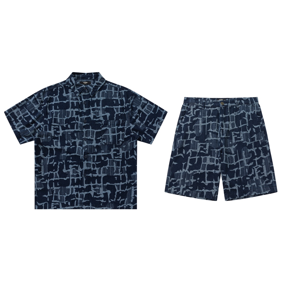 Fendi Short-Sleeved Shirt And Shorts - DesignerGu