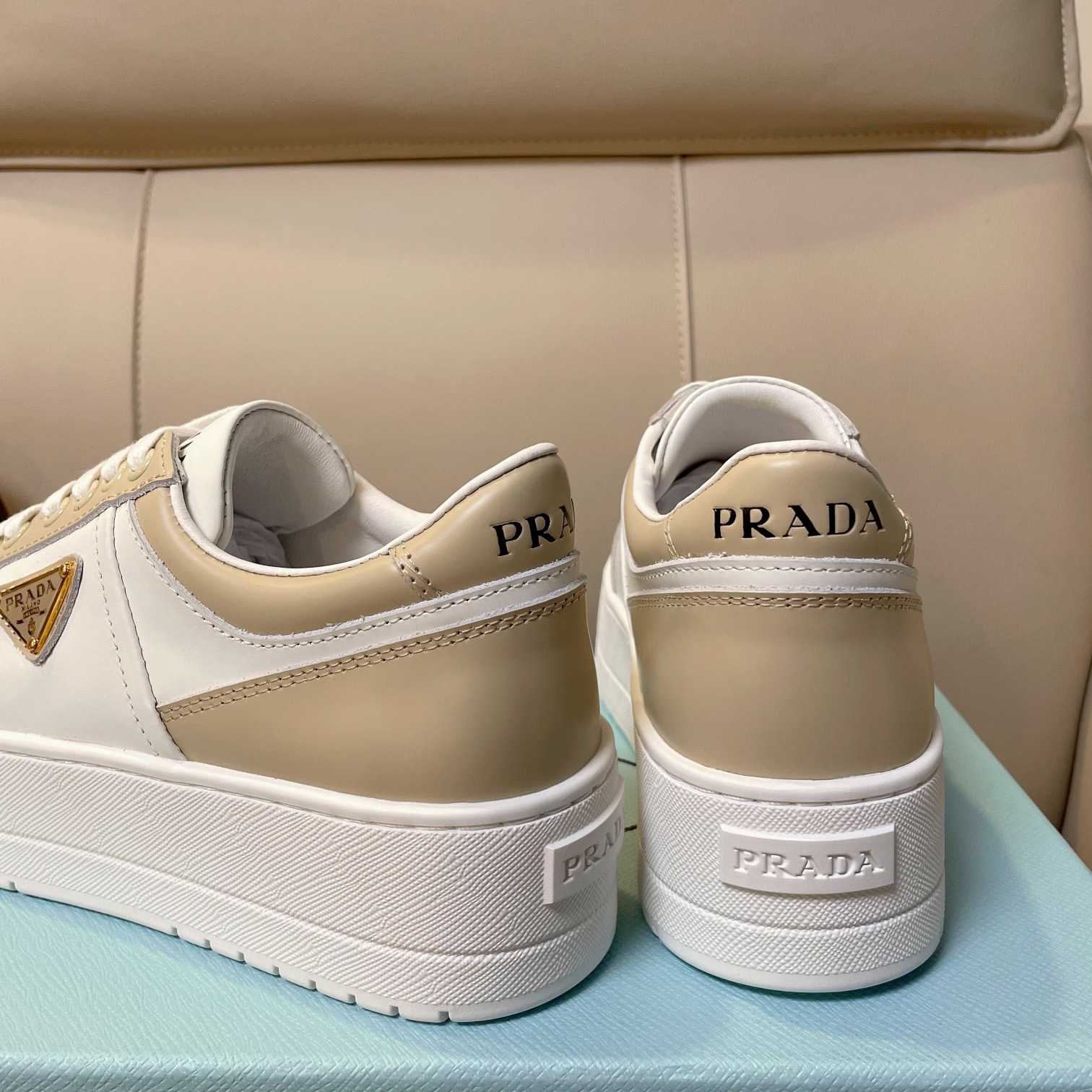 Prada Downtown Bold Leather Sneakers - DesignerGu