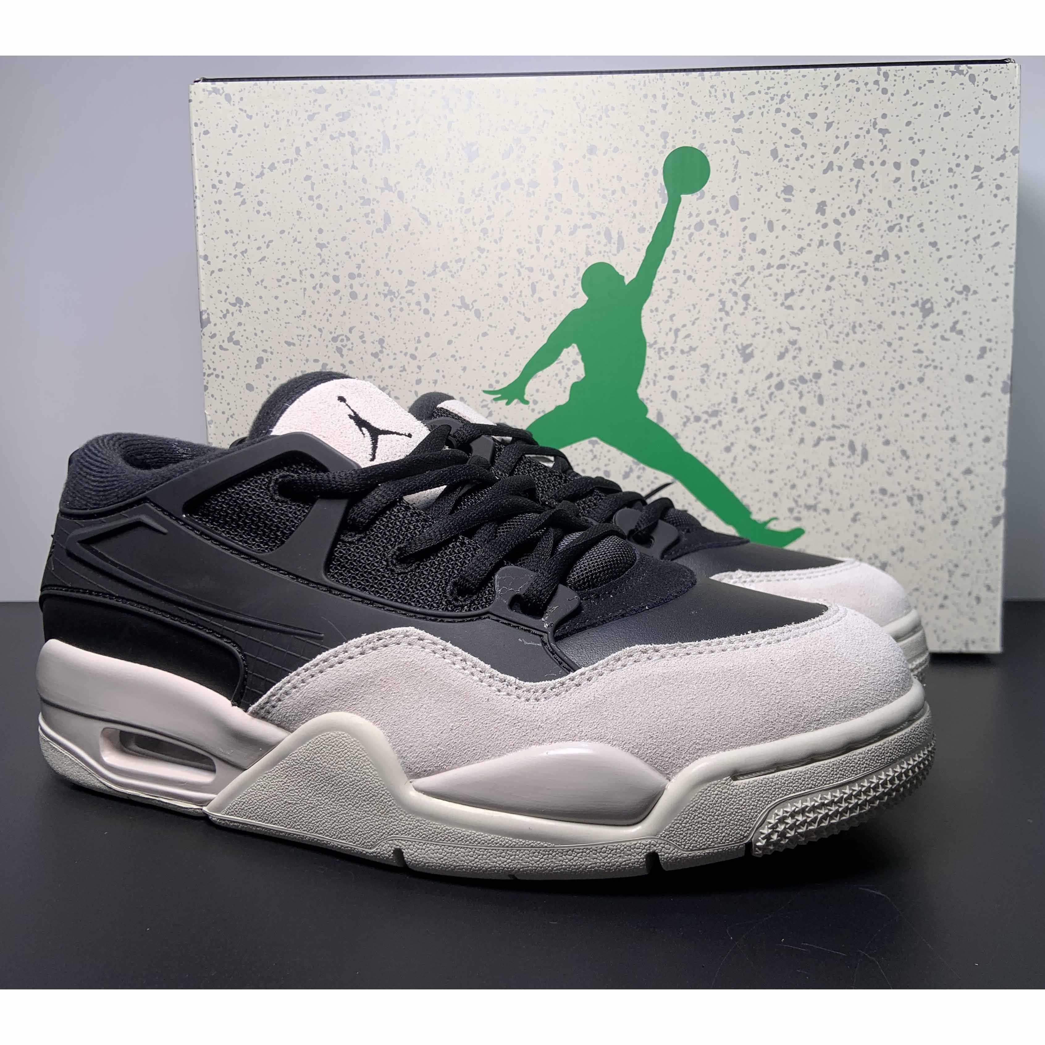 Jordan 4 Black/Light Bone-Dark Grey Sneakers     FQ7939-001 - DesignerGu