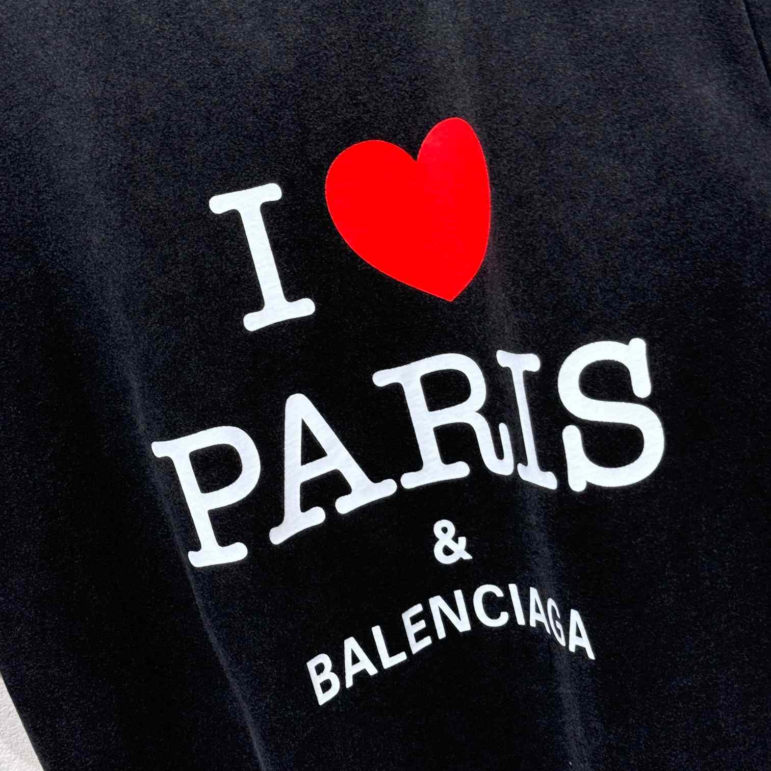 Balenciaga I Love Paris & Balenciaga T-Shirt Medium Fit In Black Faded - DesignerGu