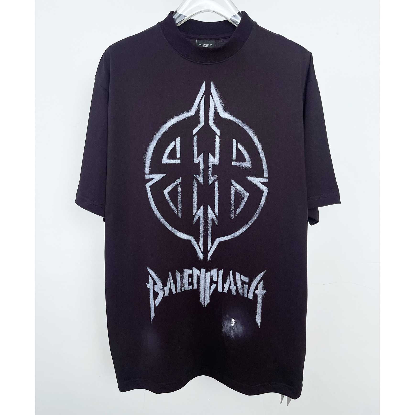 Balenciaga Metal BB Stencil T-Shirt Oversized In Black - DesignerGu