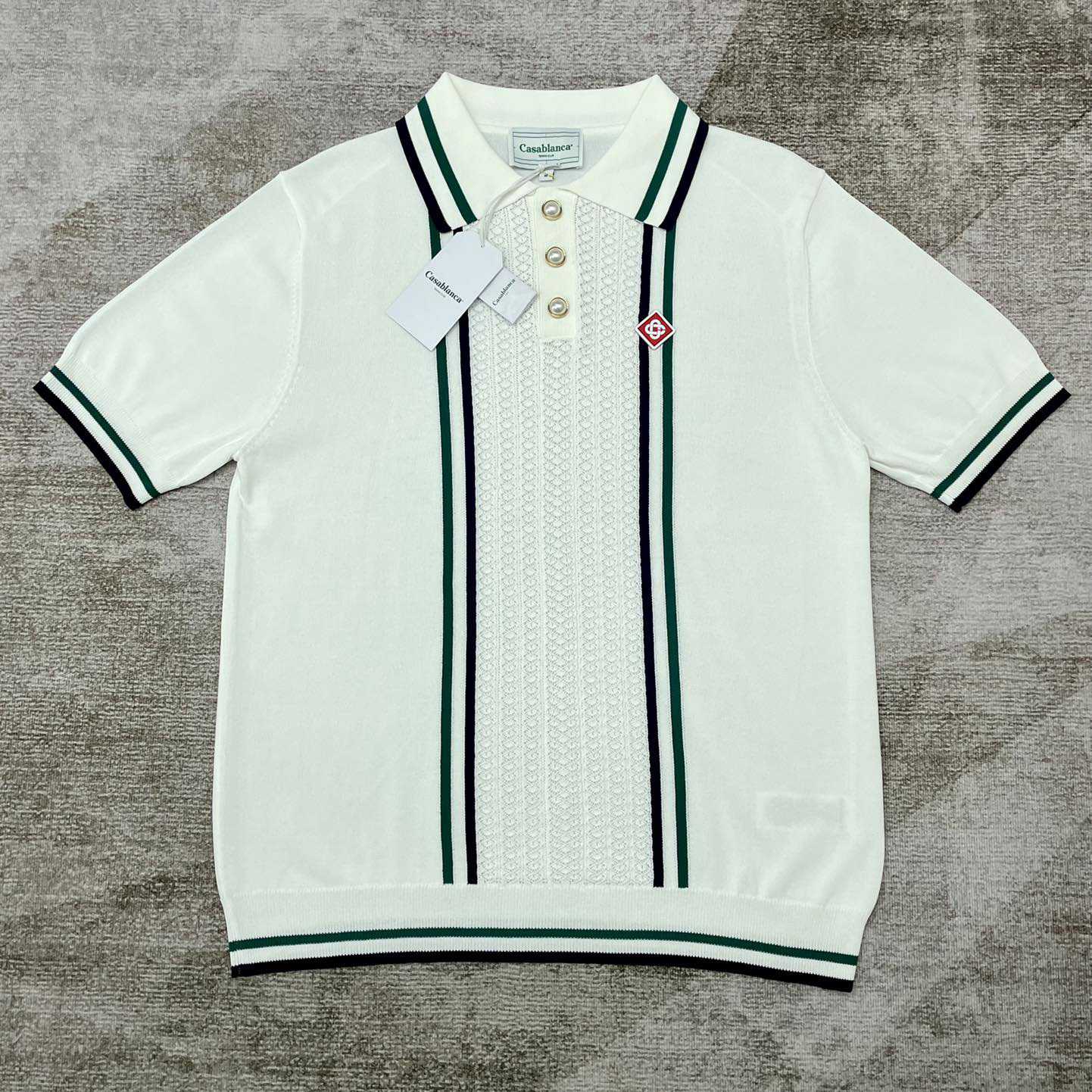 Casablanca Tennis Club Ribbed-knit Polo Shirt   D0043 - DesignerGu