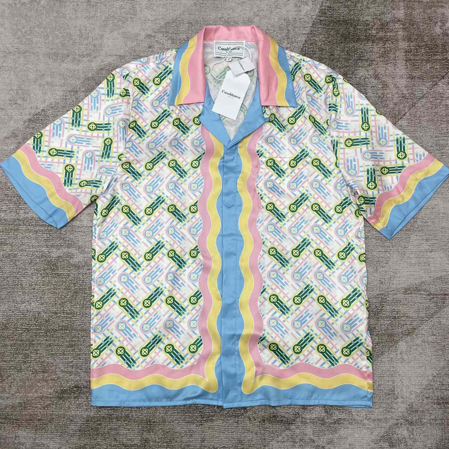 Casablanca Cuban Collar Short-Sleeve Shirt 'Ping Pong Print'   CA3465 - DesignerGu