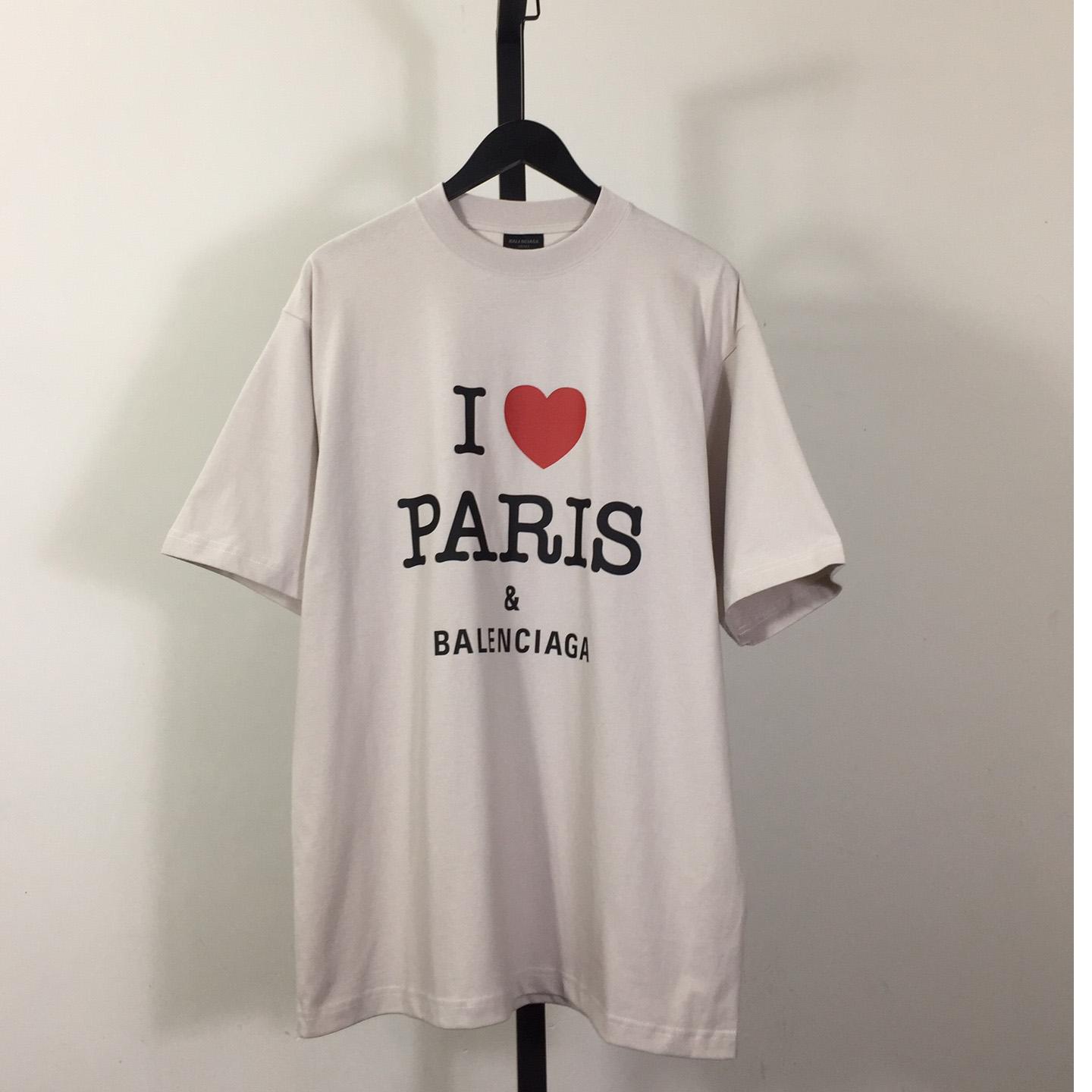 Balenciaga I Love Paris & Balenciaga T-Shirt Oversized In Dirty White - DesignerGu