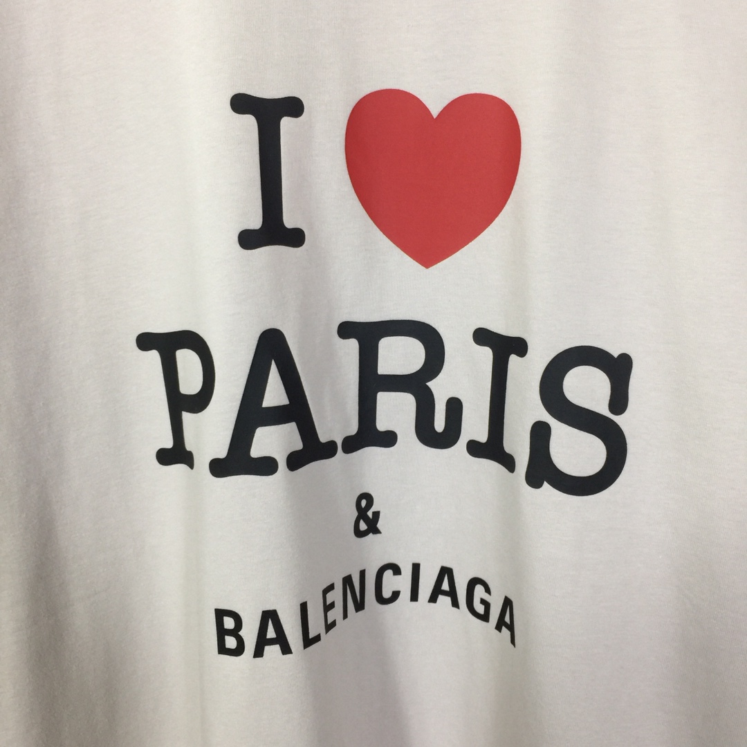 Balenciaga I Love Paris & Balenciaga T-Shirt Oversized In Dirty White - DesignerGu