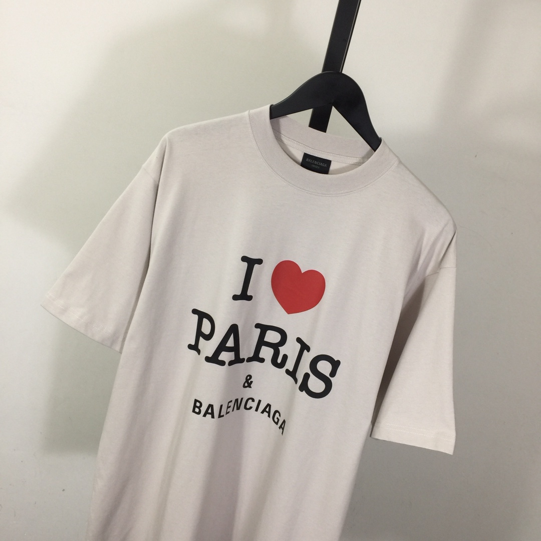 Balenciaga I Love Paris & Balenciaga T-Shirt Oversized In Dirty White - DesignerGu