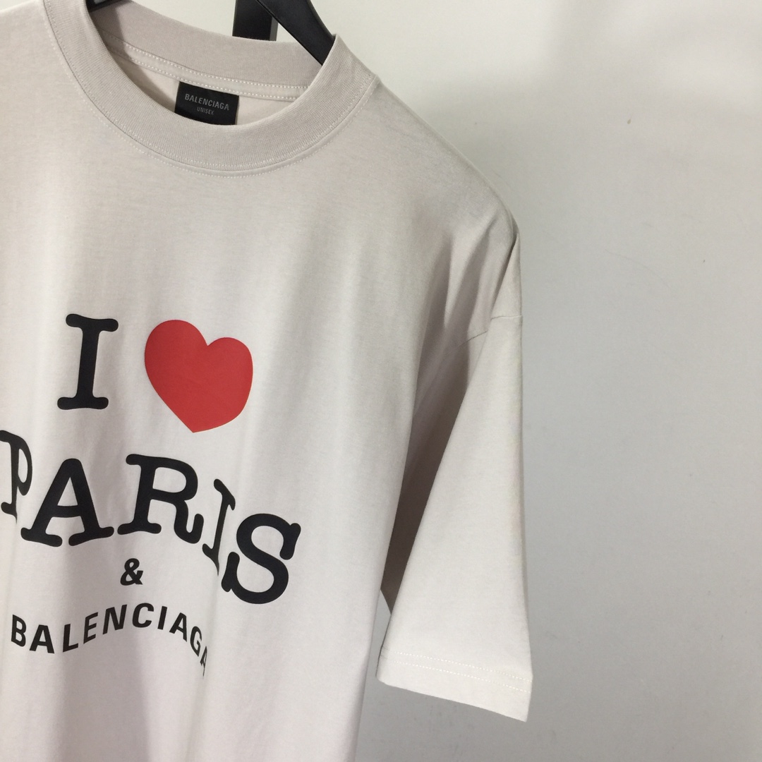 Balenciaga I Love Paris & Balenciaga T-Shirt Oversized In Dirty White - DesignerGu