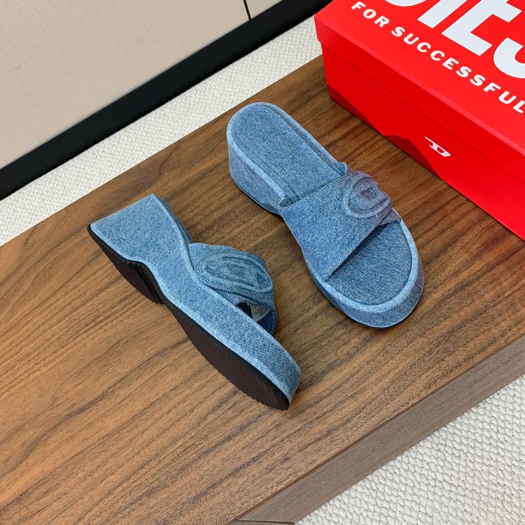 Diesel Sa-Oval D Pf W Denim Sandals - DesignerGu