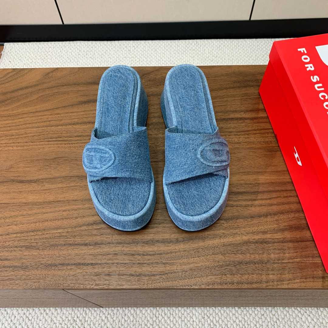 Diesel Sa-Oval D Pf W Denim Sandals - DesignerGu