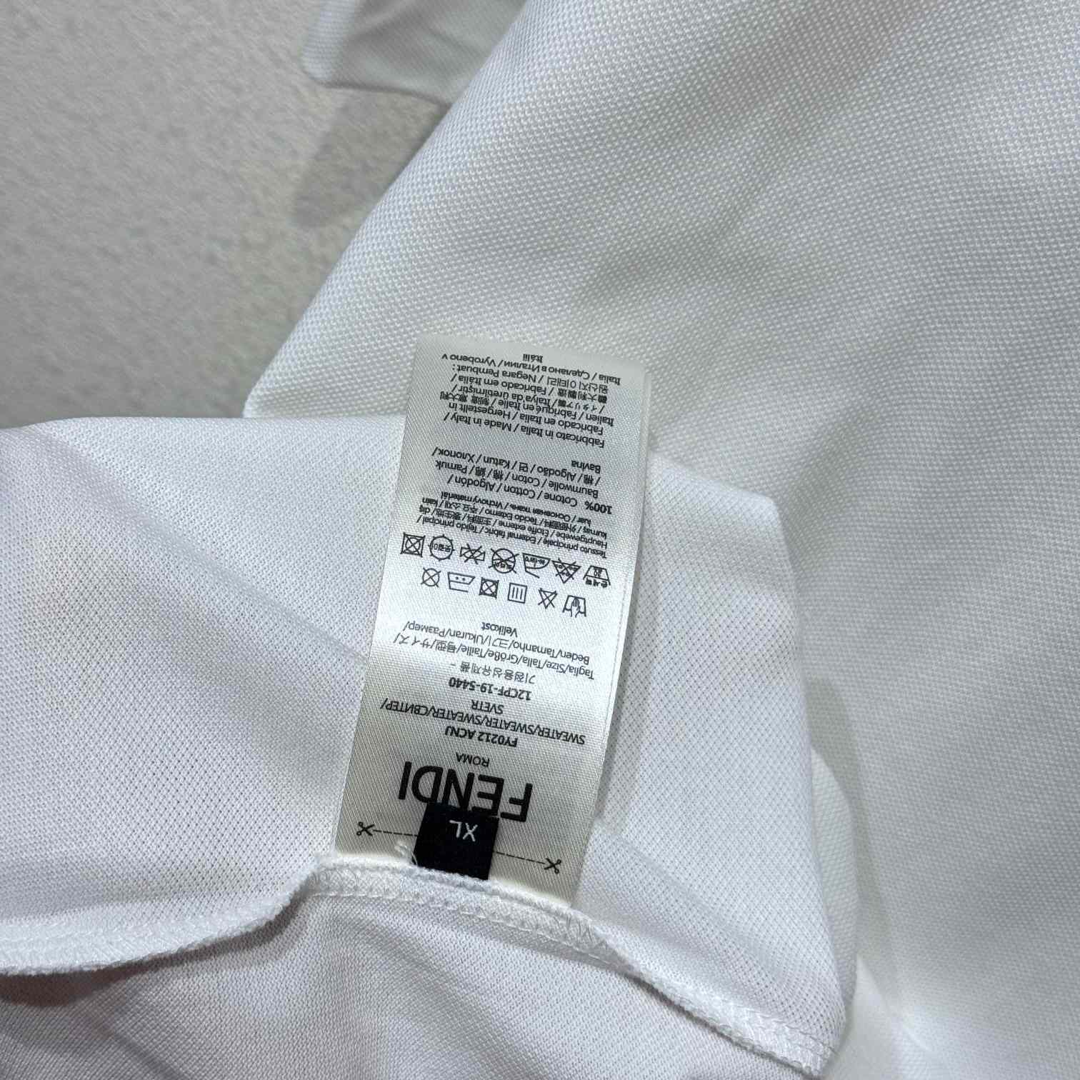 Fendi White Cotton Polo Shirt - DesignerGu