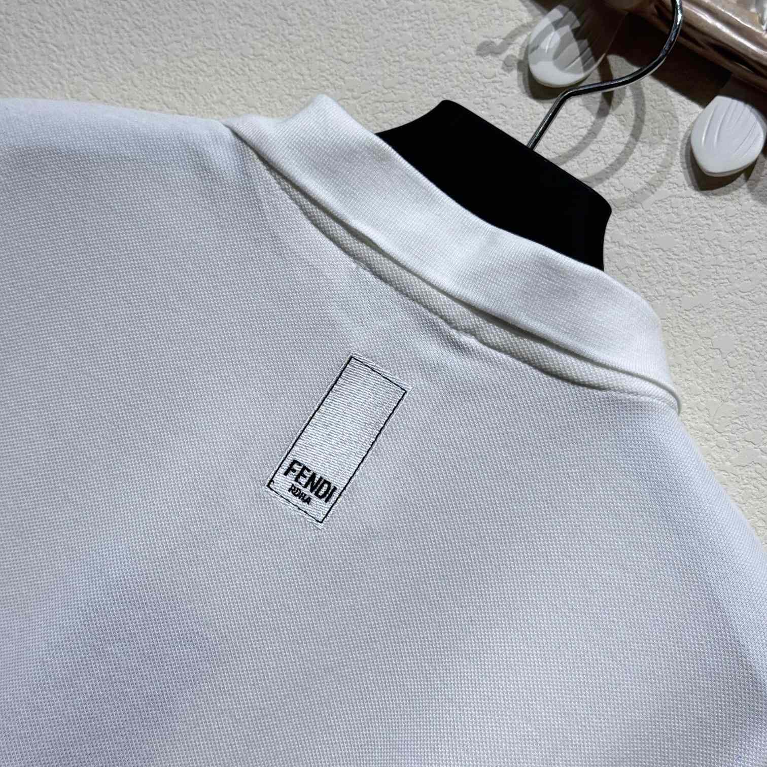 Fendi White Cotton Polo Shirt - DesignerGu