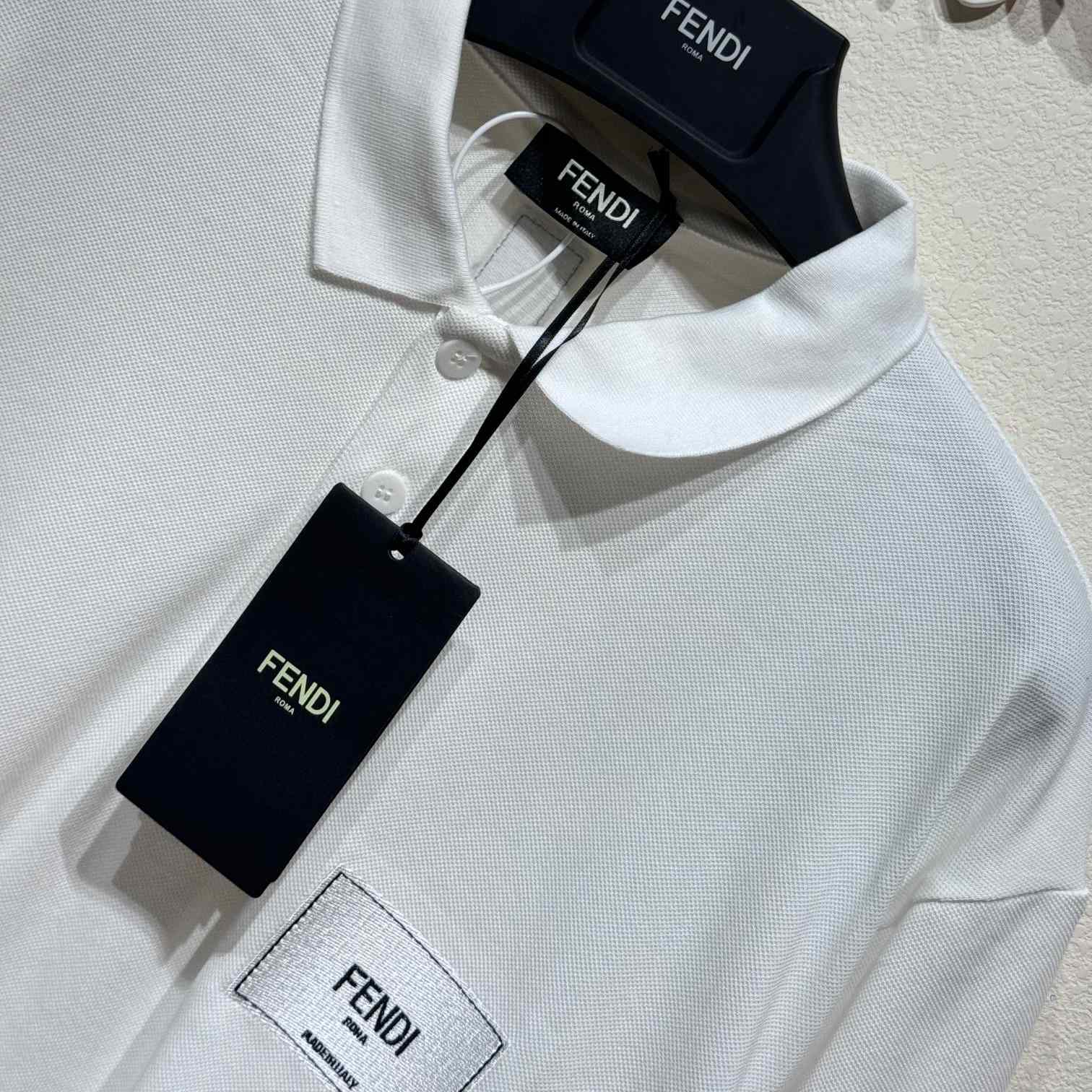 Fendi White Cotton Polo Shirt - DesignerGu