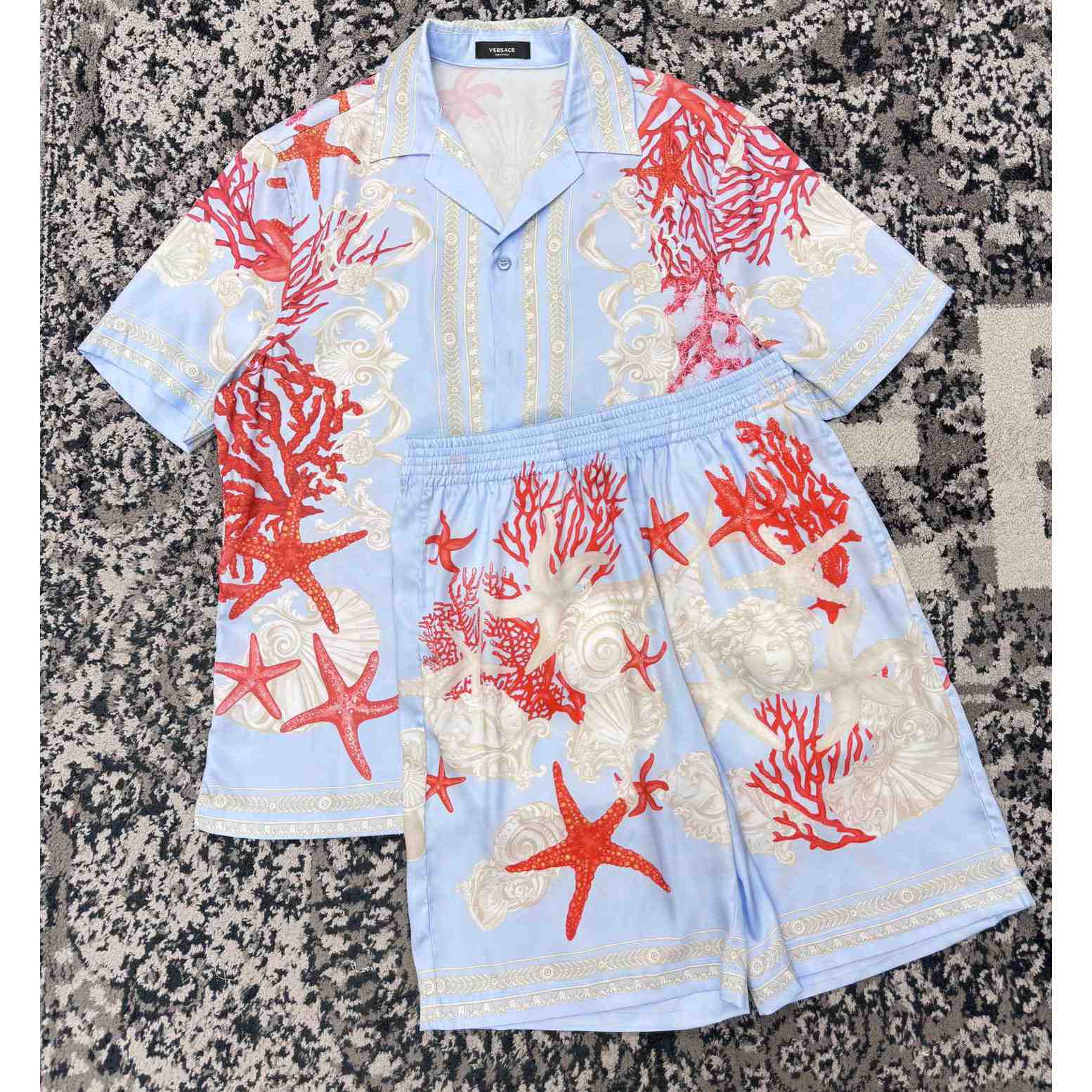 Versace Barocco Sea Silk Shirt & Shorts  - DesignerGu