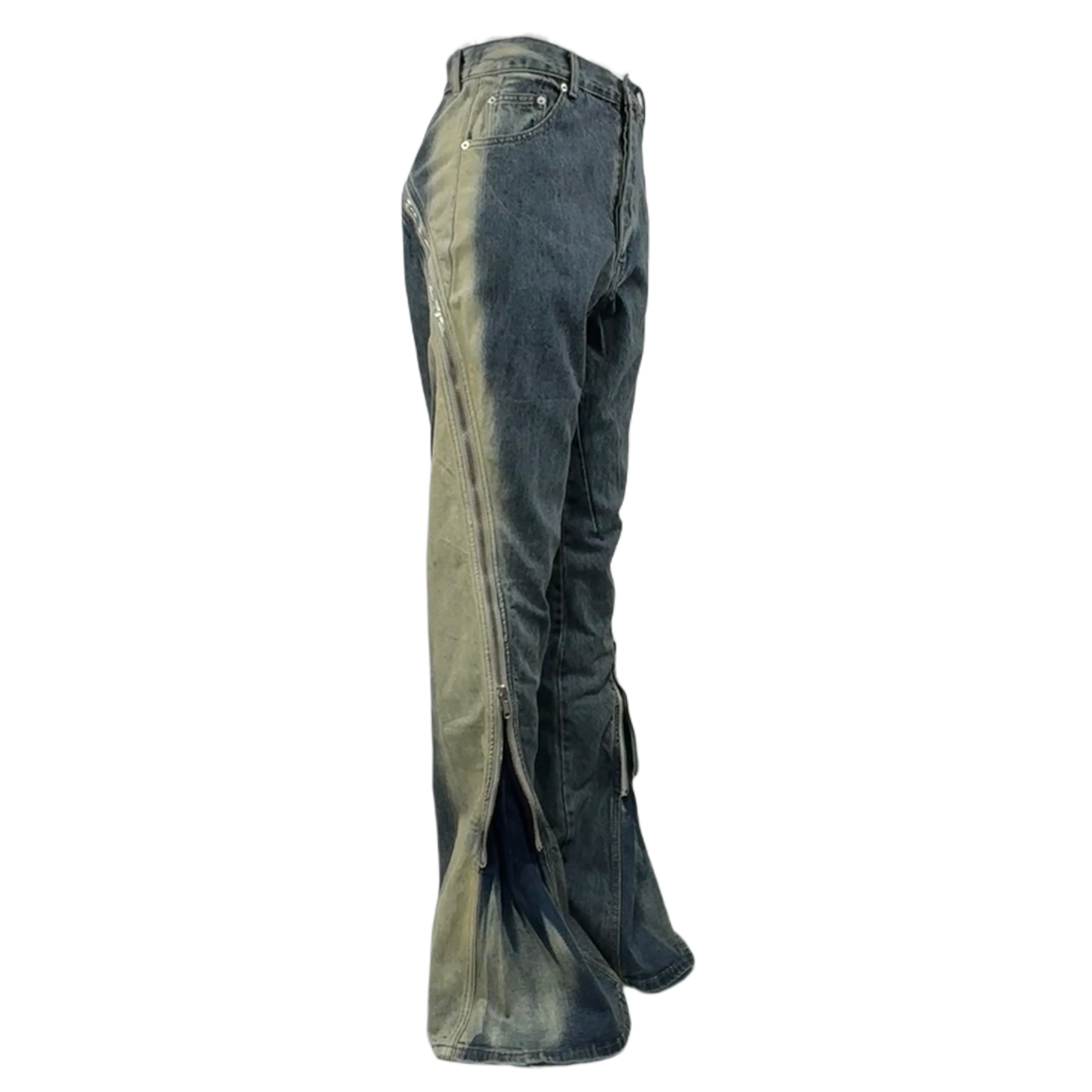 Rick Owens Blue Bolan Banana Straight-leg Flared Zip-embellished Jeans - DesignerGu