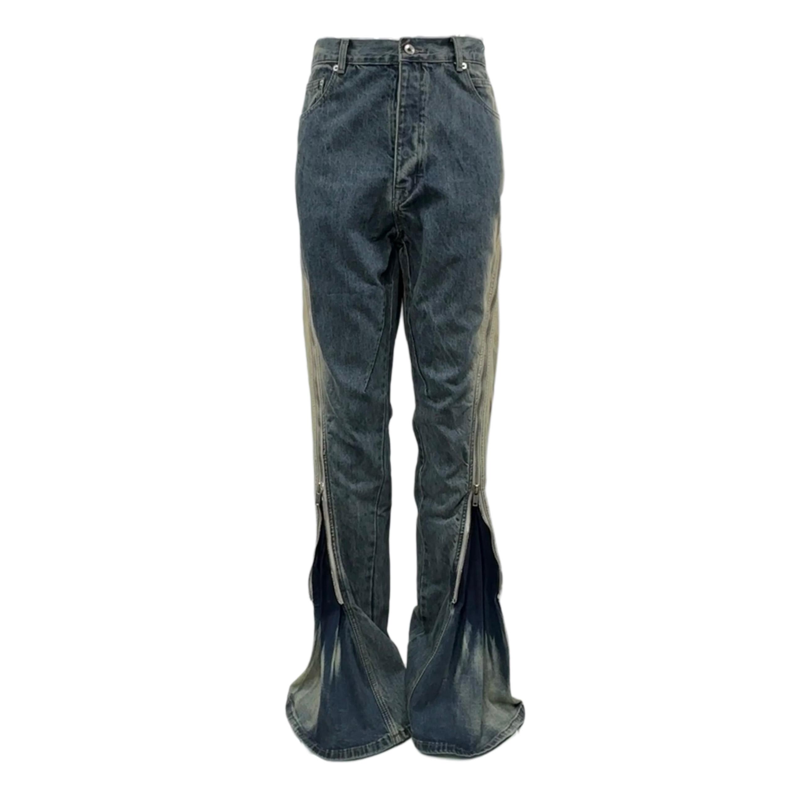 Rick Owens Blue Bolan Banana Straight-leg Flared Zip-embellished Jeans - DesignerGu