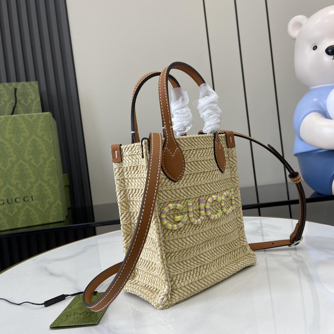 Gucci Super Mini Straw-effect Bag - DesignerGu