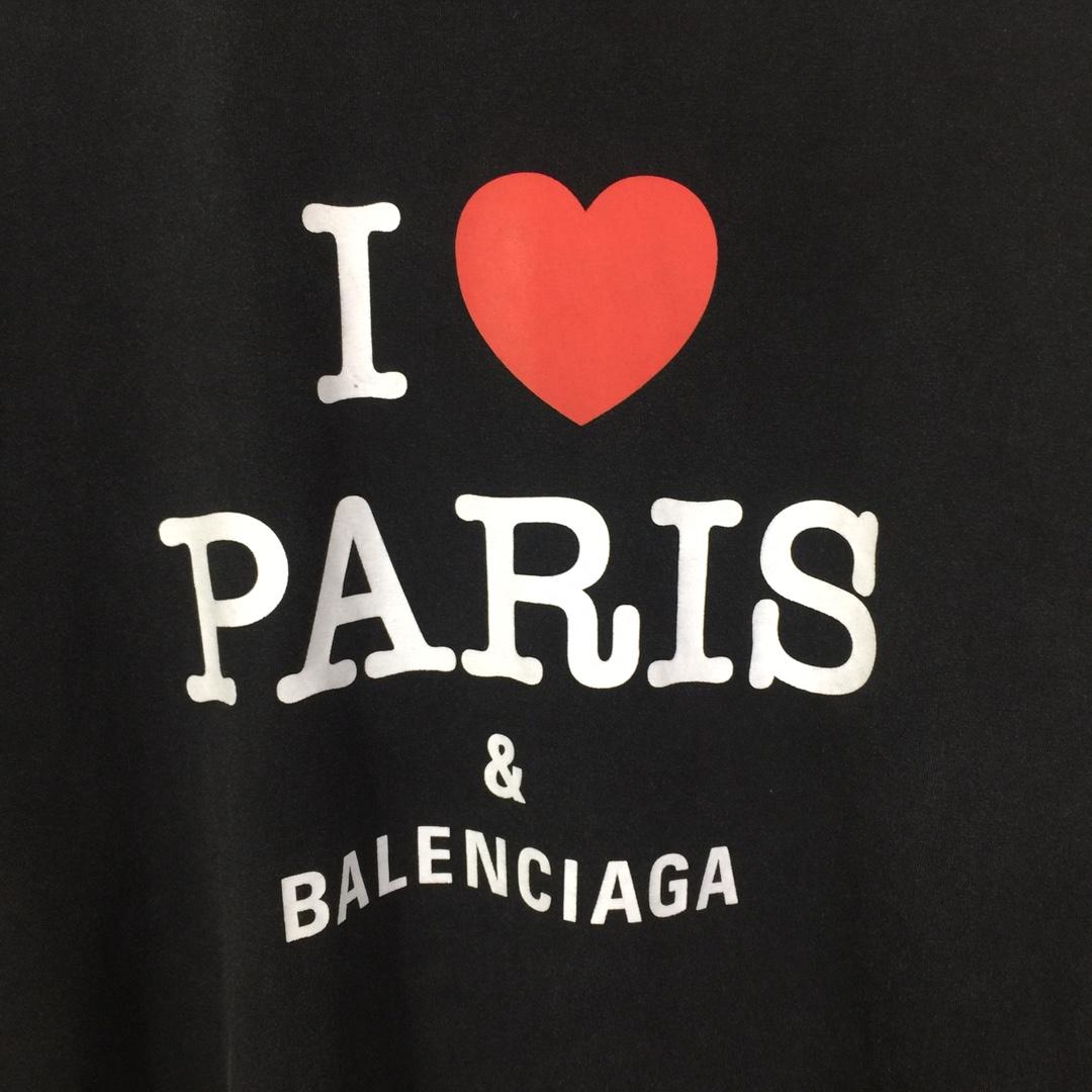 Balenciaga I Love Paris & Balenciaga T-Shirt Medium Fit In Black Faded - DesignerGu