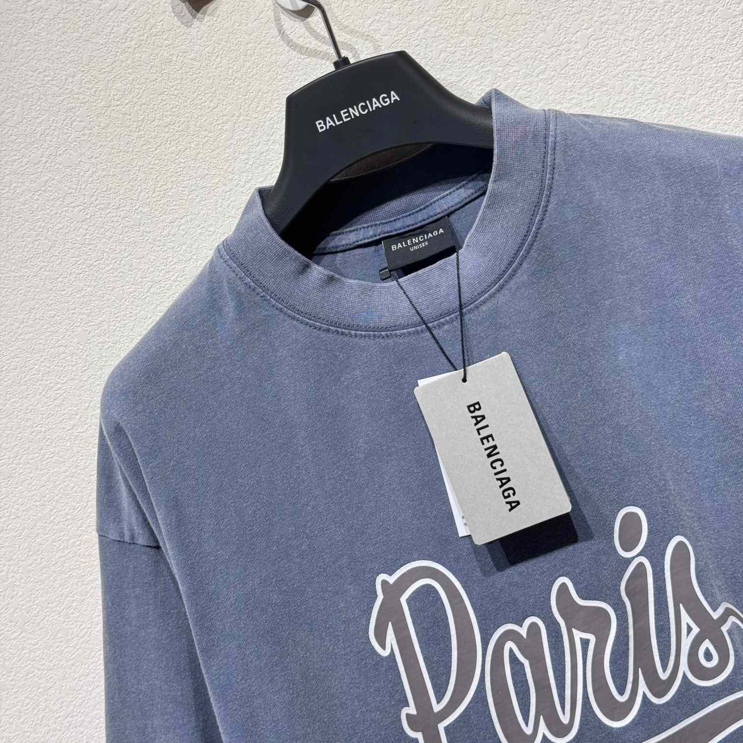 Balenciaga Enjoy Paris T-Shirt Oversized In Faded Blue - DesignerGu