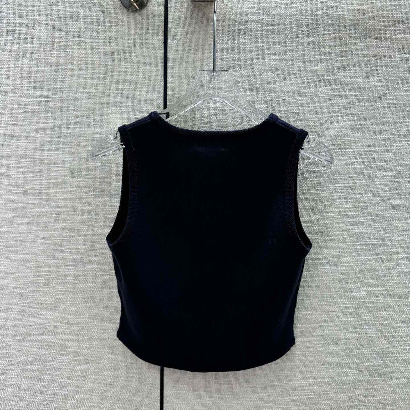 Celine Cropped Vest In Wool Dark Navy - DesignerGu