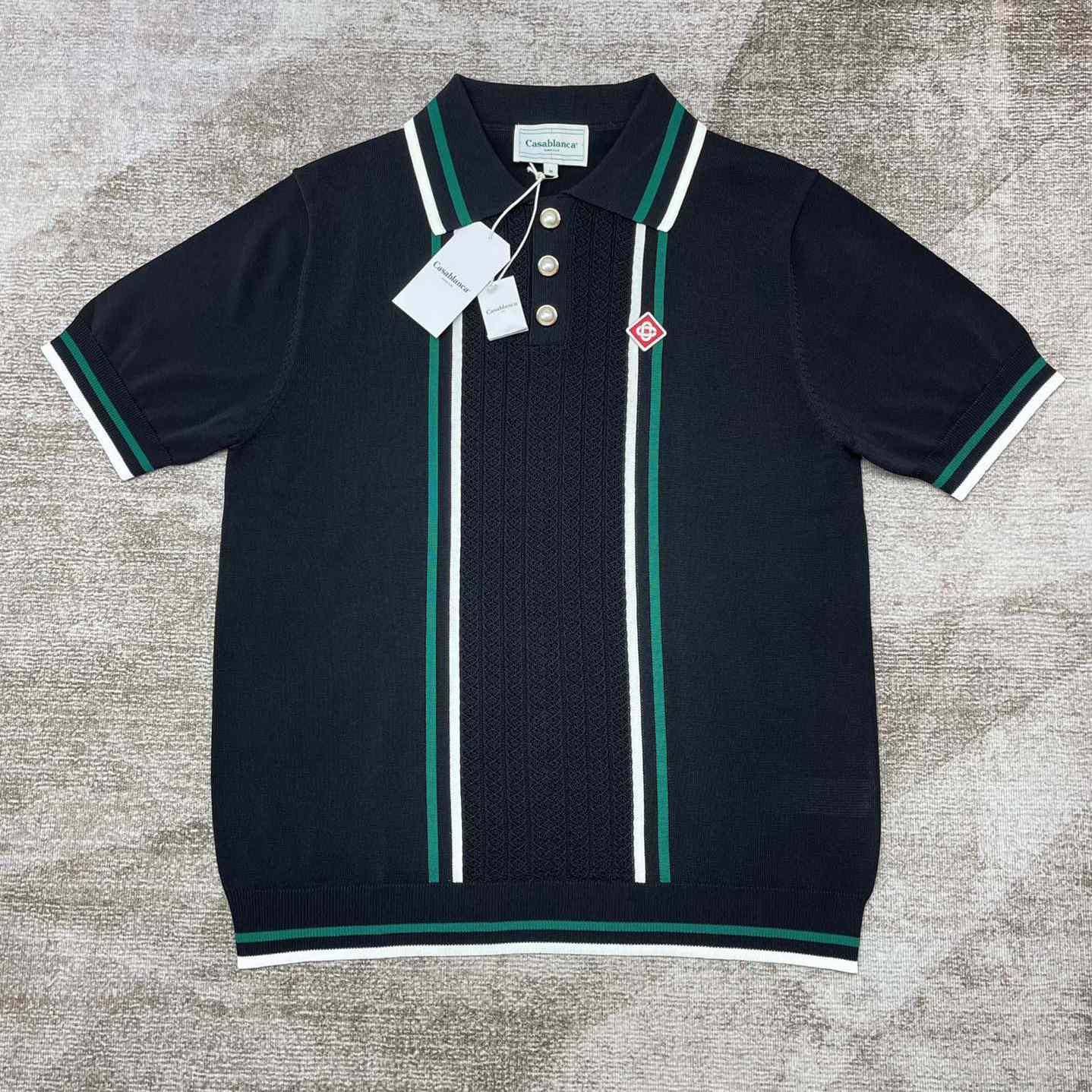 Casablanca Tennis Club Ribbed-knit Polo Shirt   D0044 - DesignerGu