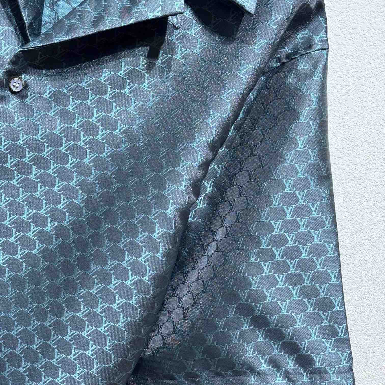 Louis Vuitton Short-Sleeved Jacquard Silk-Blend Shirt   1AFRMD - DesignerGu