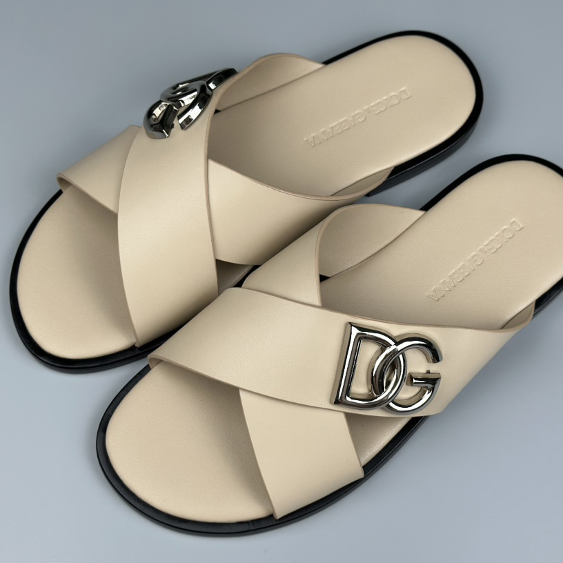 Dolce & Gabbana Logo-plaque Cross-over Leather Sandals - DesignerGu