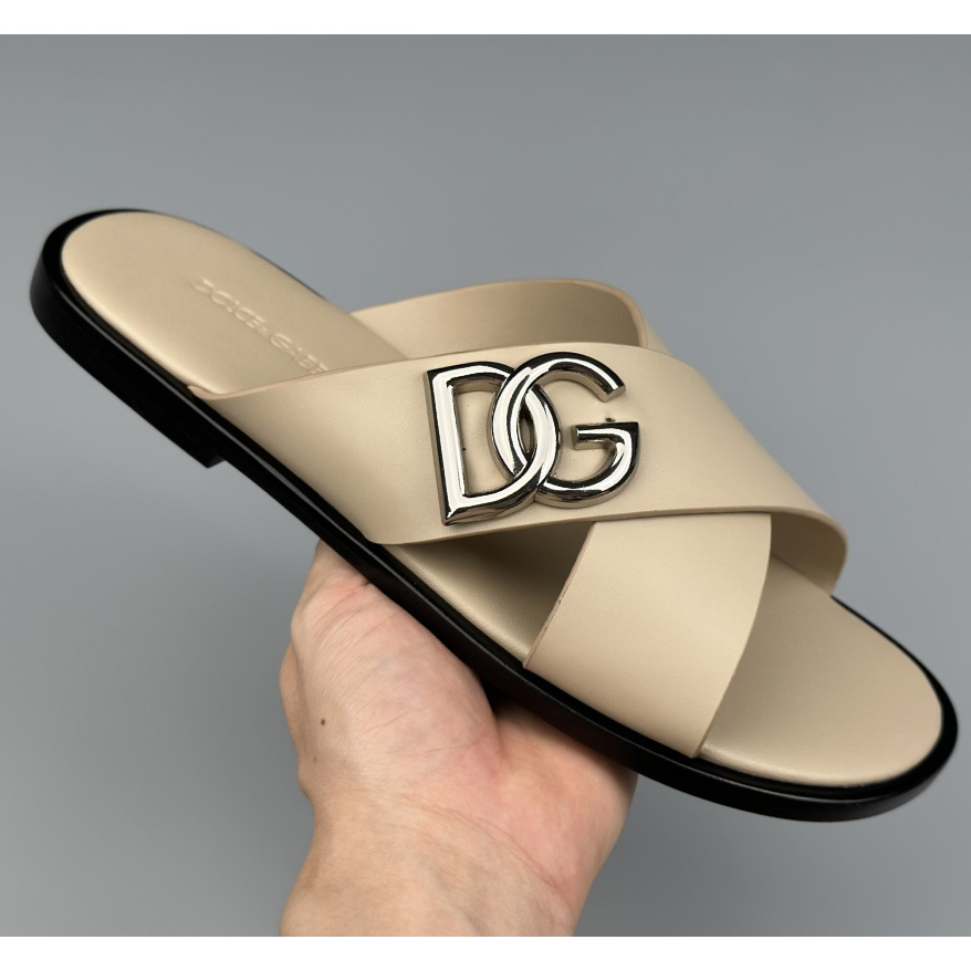 Dolce & Gabbana Logo-plaque Cross-over Leather Sandals - DesignerGu