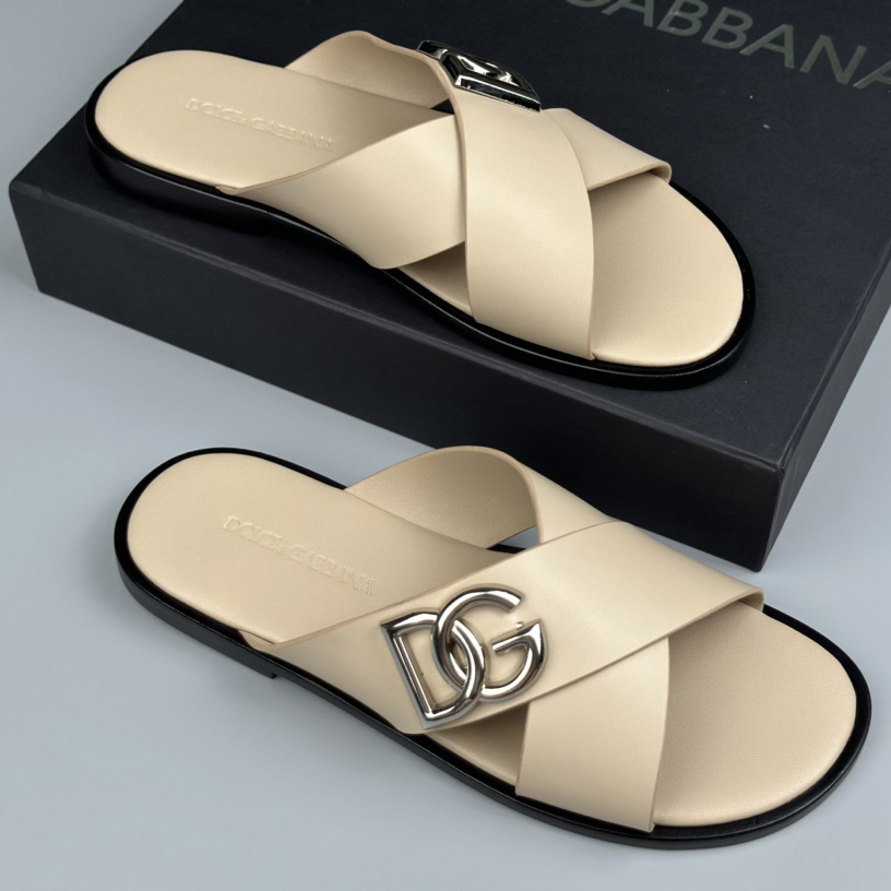 Dolce & Gabbana Logo-plaque Cross-over Leather Sandals - DesignerGu