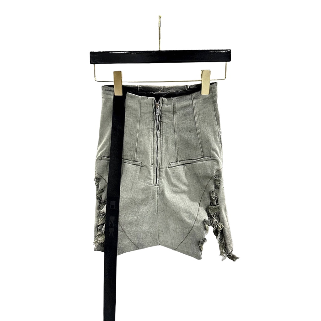 Rick Owens Distressed High-waist Mini Shorts  - DesignerGu