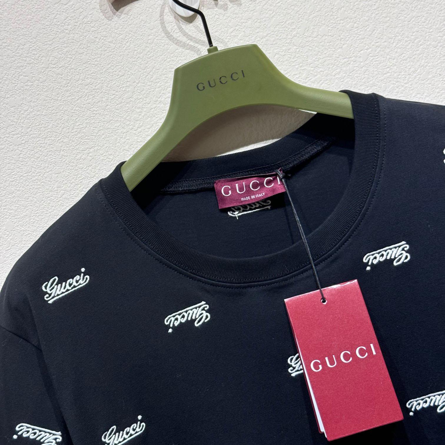 Gucci Cotton Jersey T-shirt With Embroidery  - DesignerGu