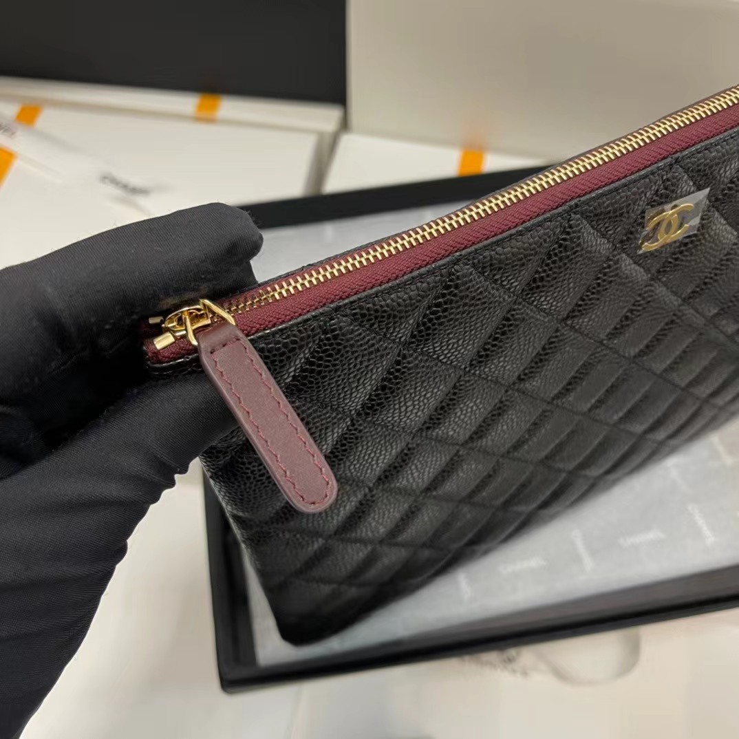 Chanel Black Caviar Leather Clutch Bag - DesignerGu