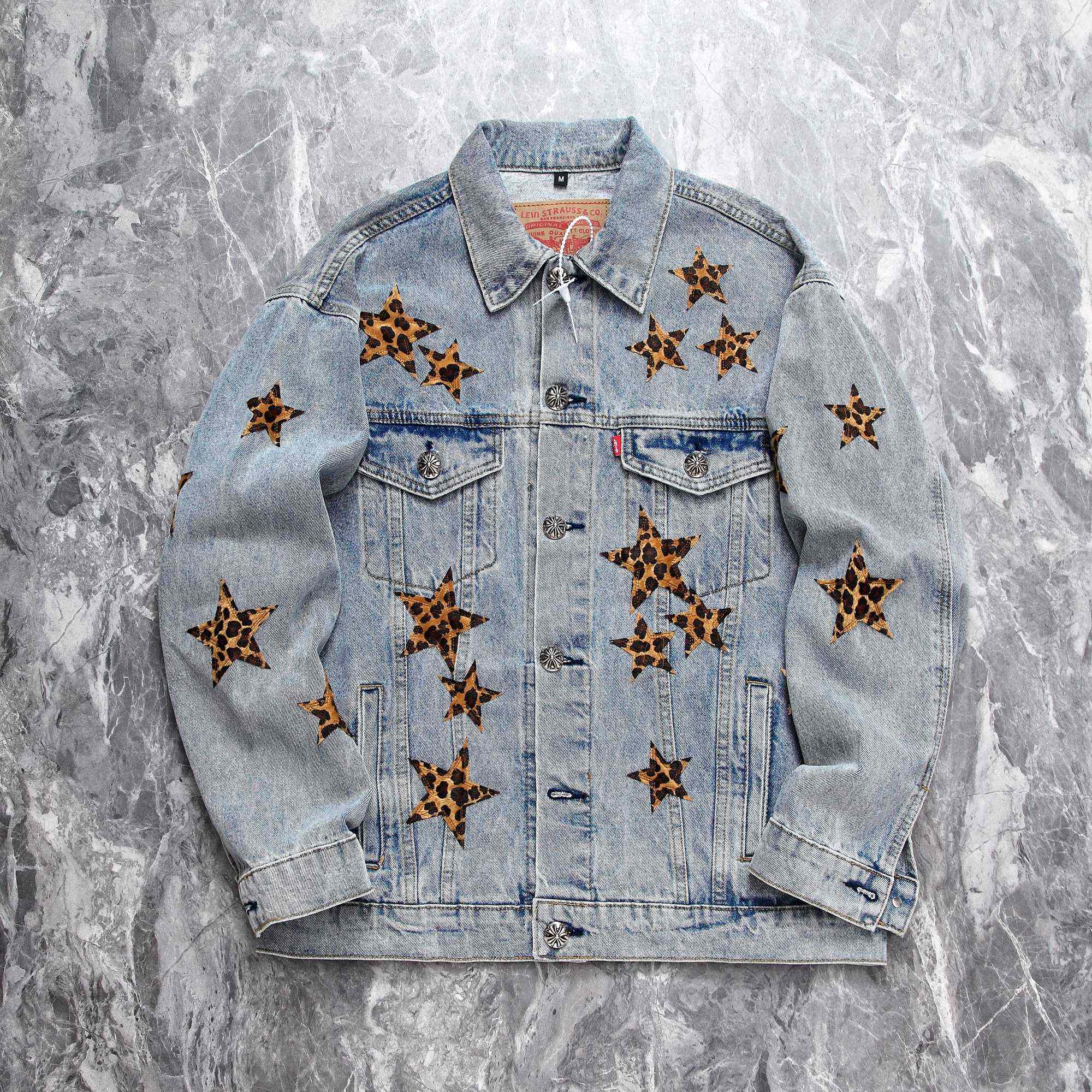 Chrome Heart Leopard Star Patch Denim Jacket - DesignerGu