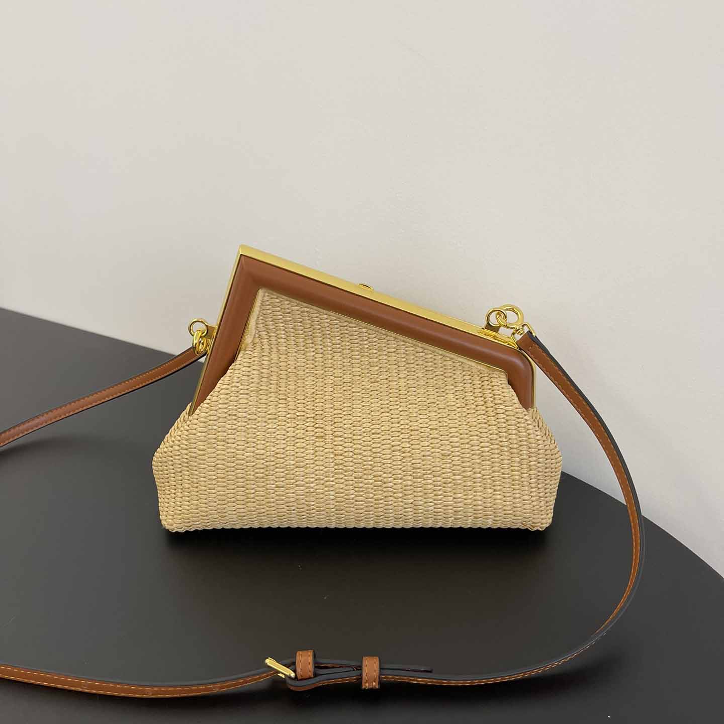 Fendi First Small Natural Straw Bag - DesignerGu