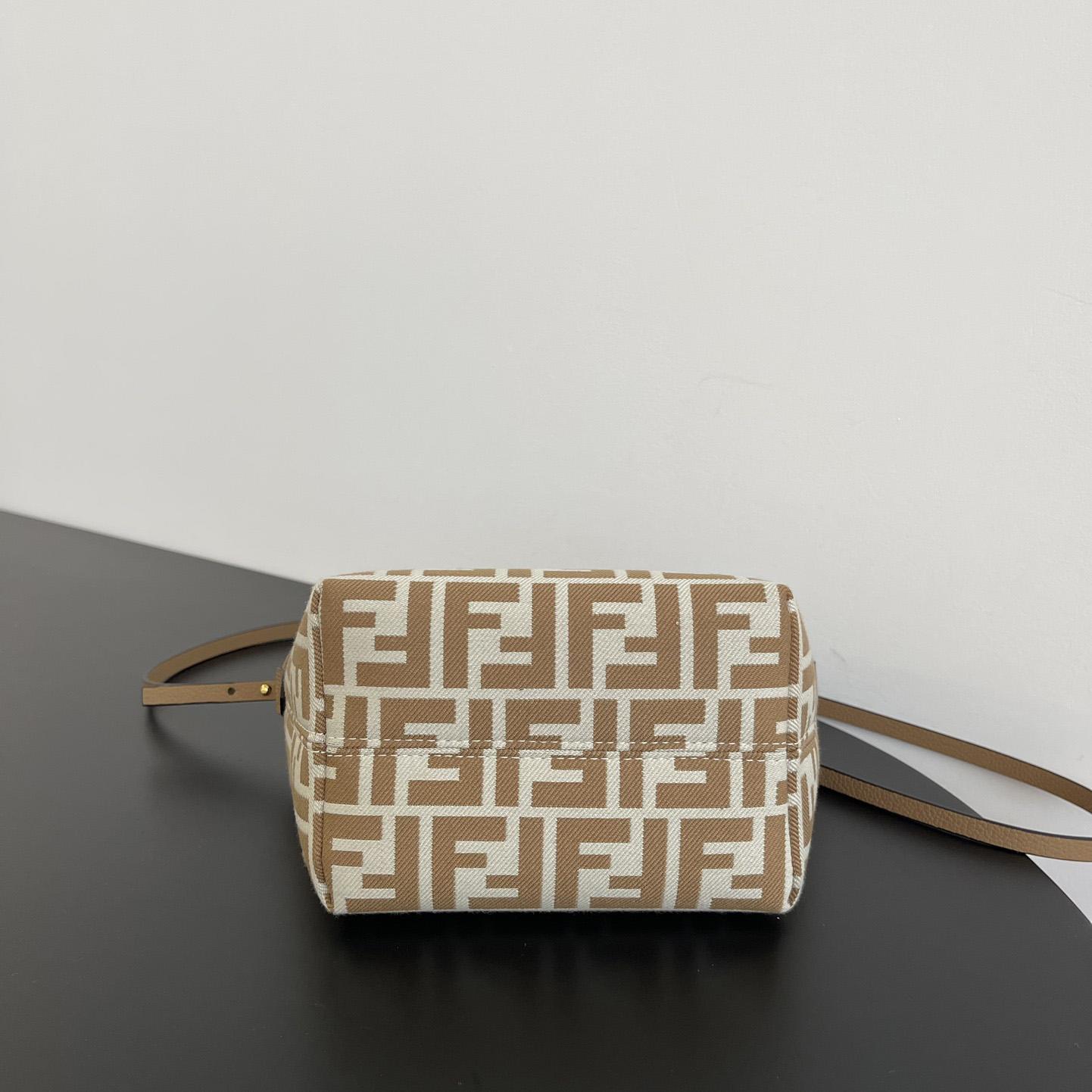 Fendi Mini Roll FF Beige Jacquard Mini Bag - DesignerGu