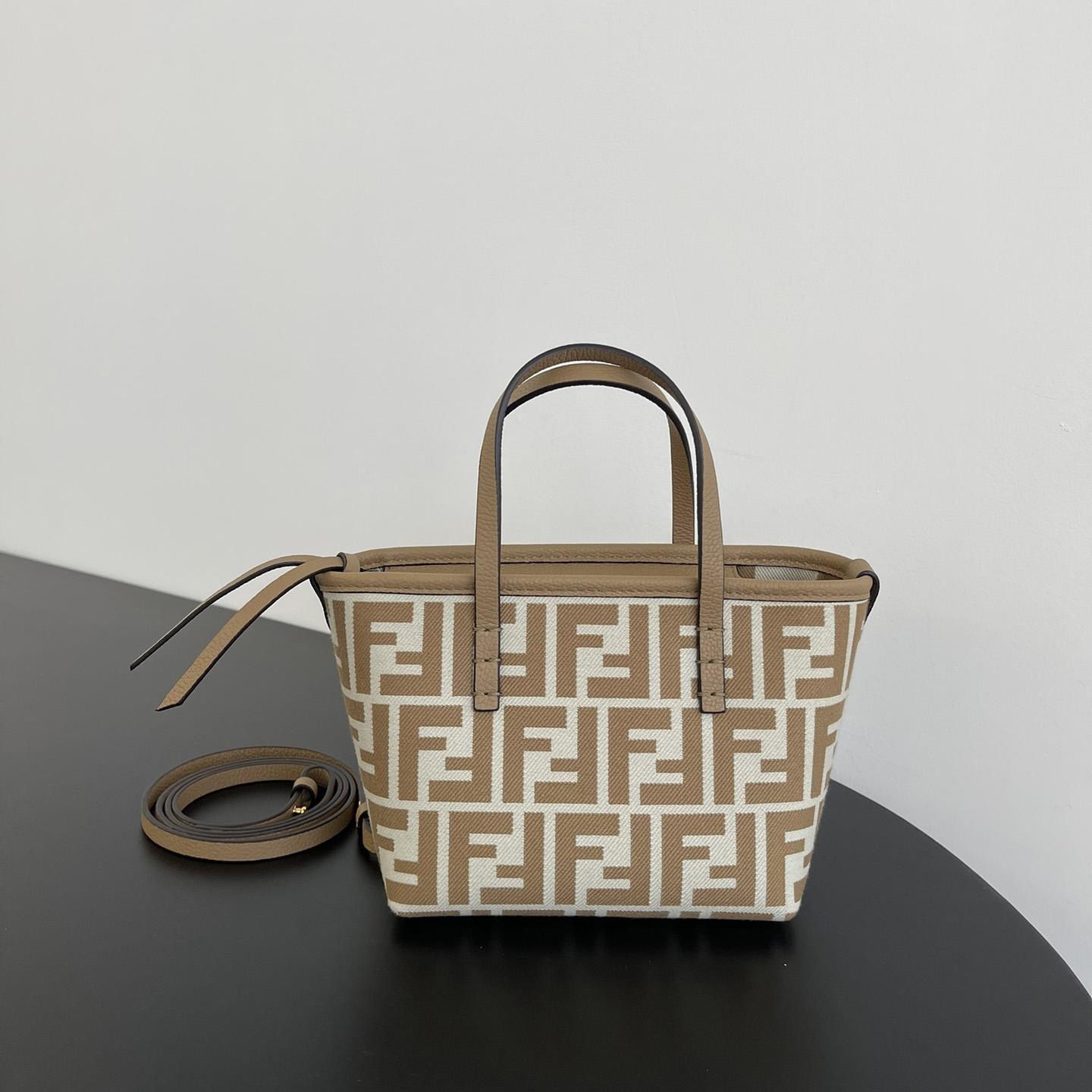 Fendi Mini Roll FF Beige Jacquard Mini Bag - DesignerGu