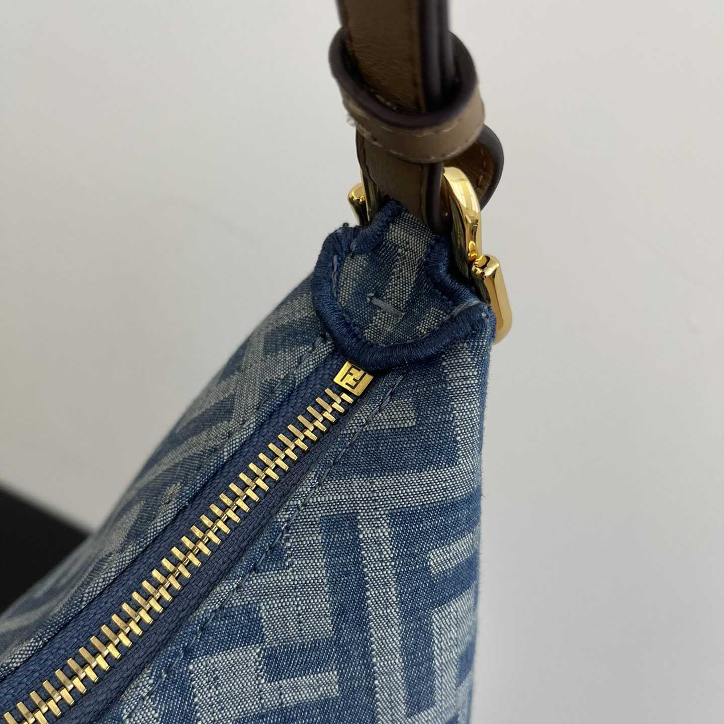 Fendi Fendigraphy Small Light Blue FF Denim Fabric Bag - DesignerGu