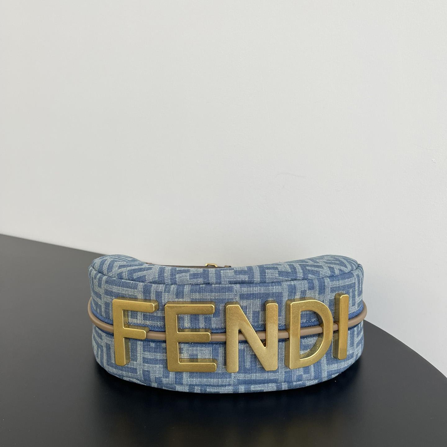 Fendi Fendigraphy Small Light Blue FF Denim Fabric Bag - DesignerGu