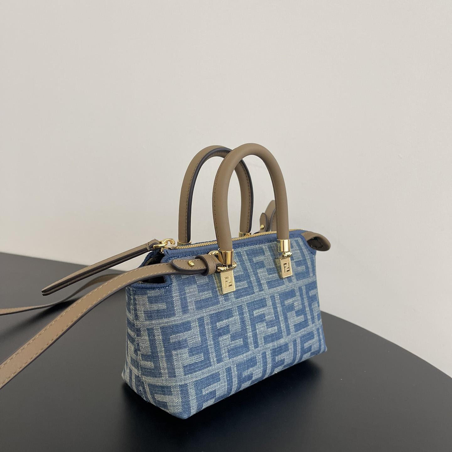 Fendi By The Way Mini Light blue FF Denim Fabric Mini Bag - DesignerGu