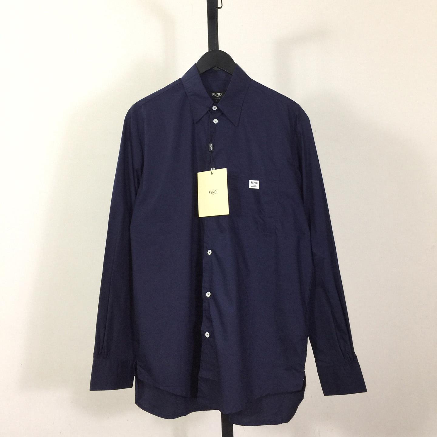 Fendi Dark Blue Poplin Shirt - DesignerGu