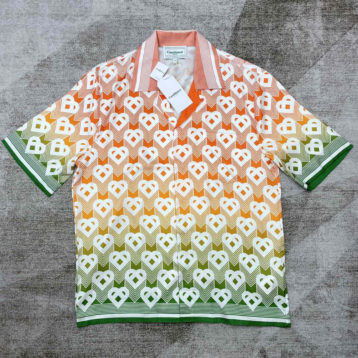 Casablanca Cuban Collar Short-Sleeve Shirt 'Heart Monogram Gradient'   CA3484 - DesignerGu