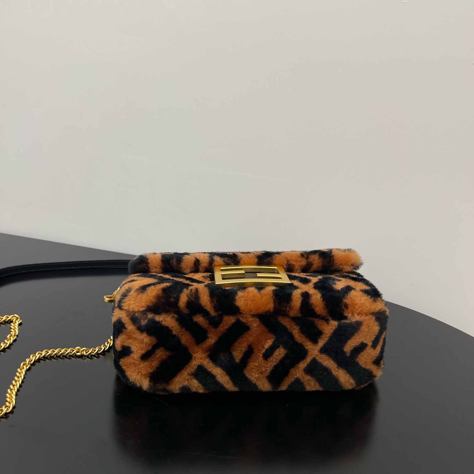 Fendi Mini Baguette Brown Sheepskin Bag - DesignerGu