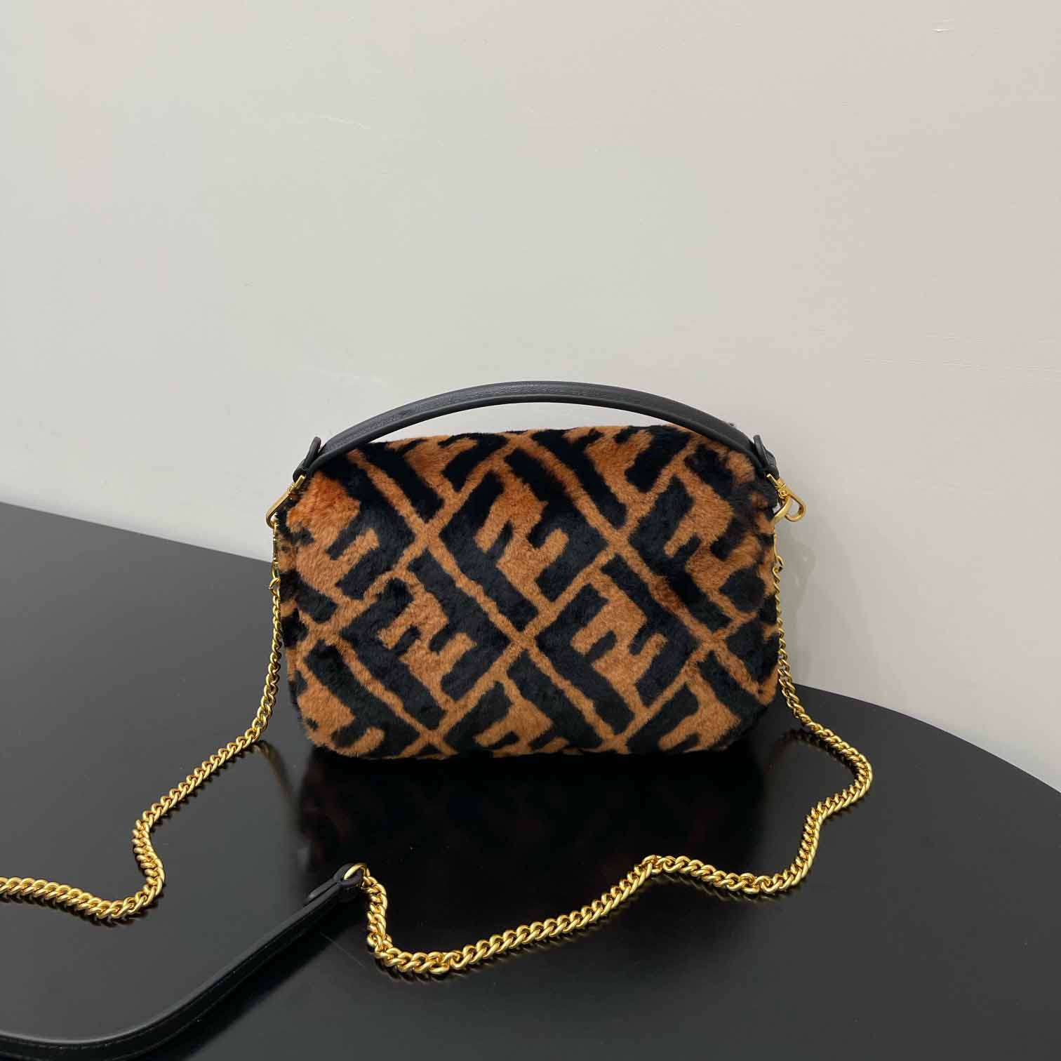 Fendi Mini Baguette Brown Sheepskin Bag - DesignerGu