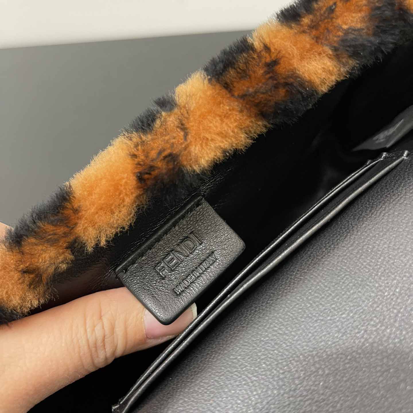 Fendi Mini Baguette Brown Sheepskin Bag - DesignerGu