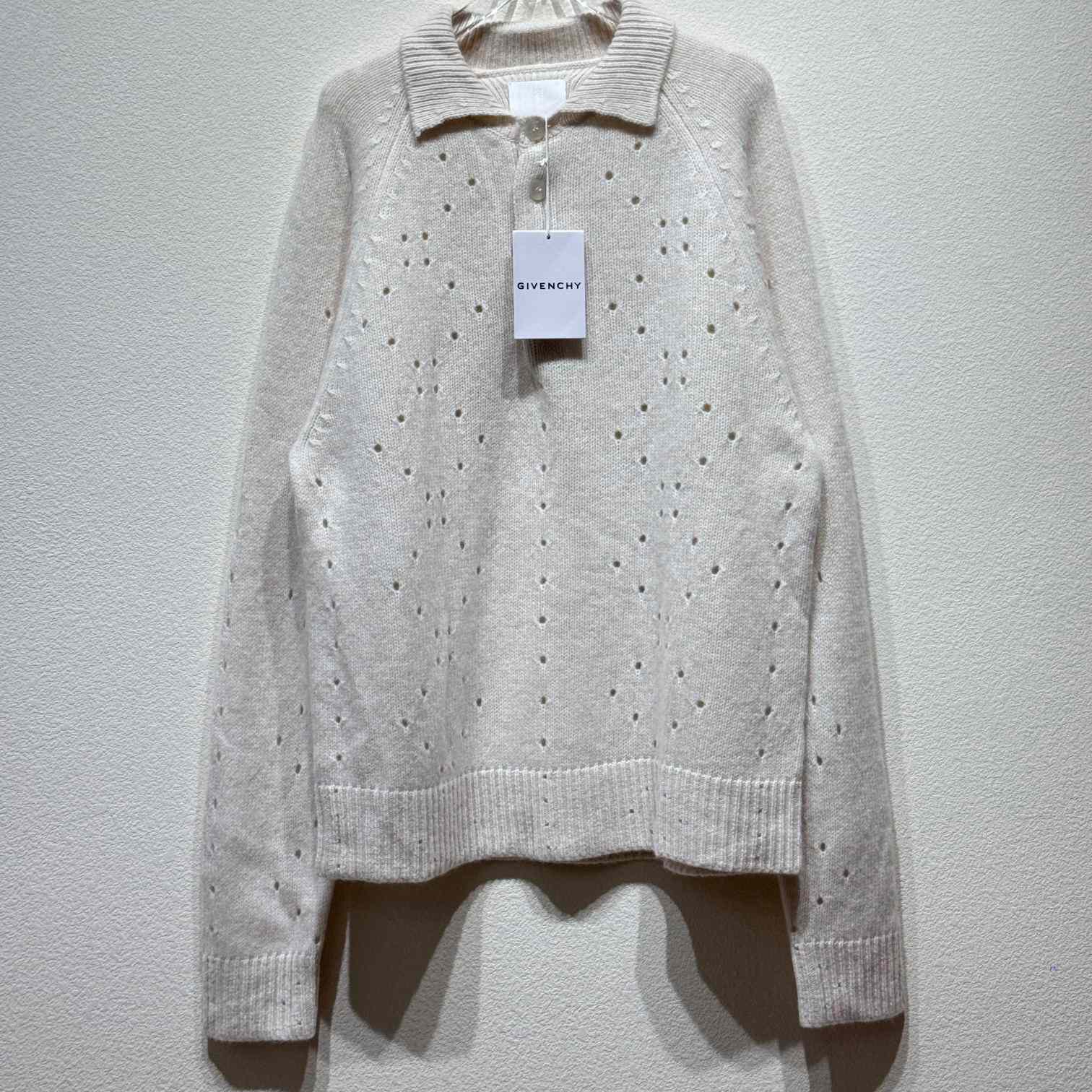 Givenchy Beige Lacy Sweater With A Collar - DesignerGu