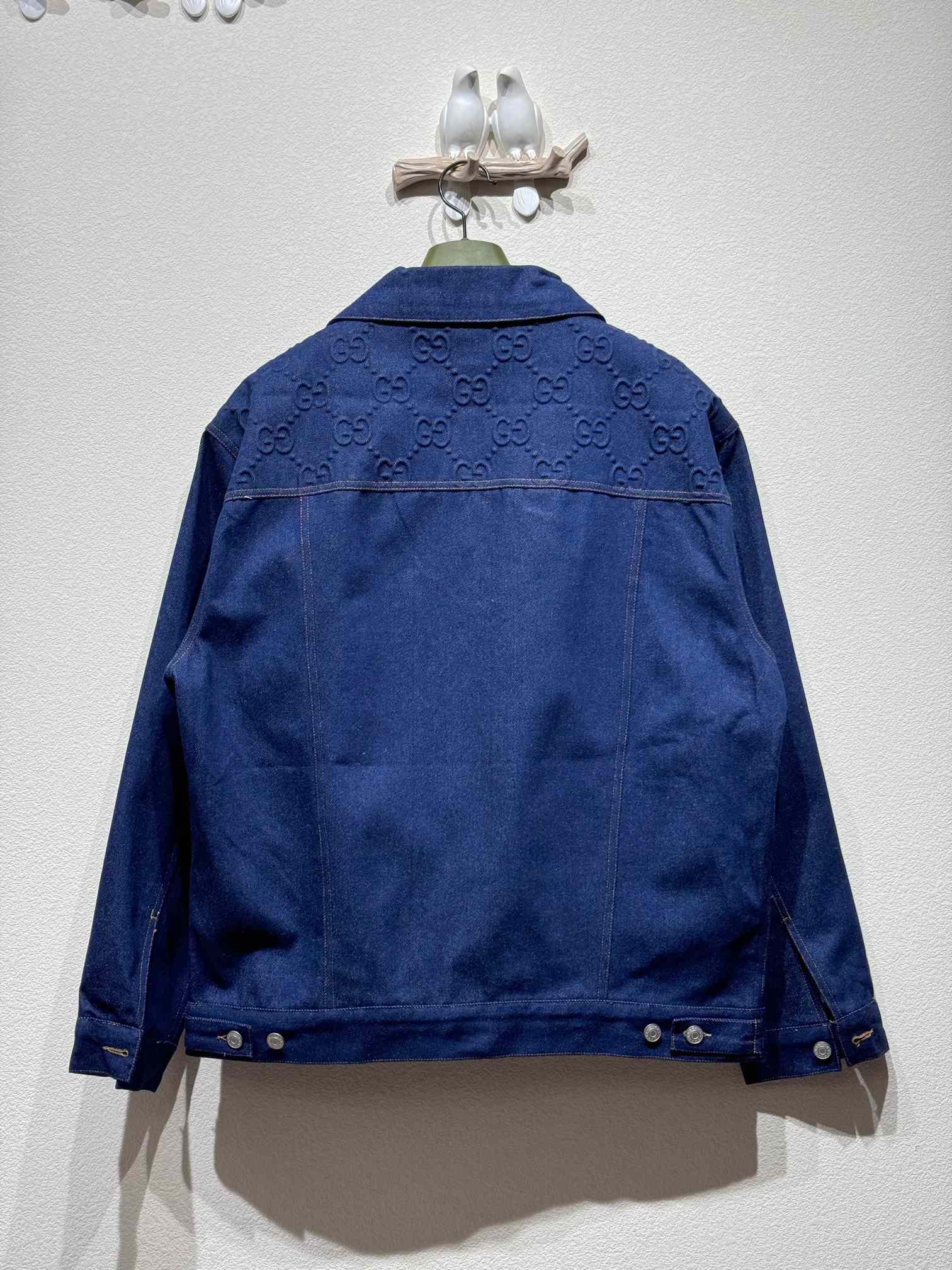 Gucci Denim Jacket With GG Embossed Detail  - DesignerGu