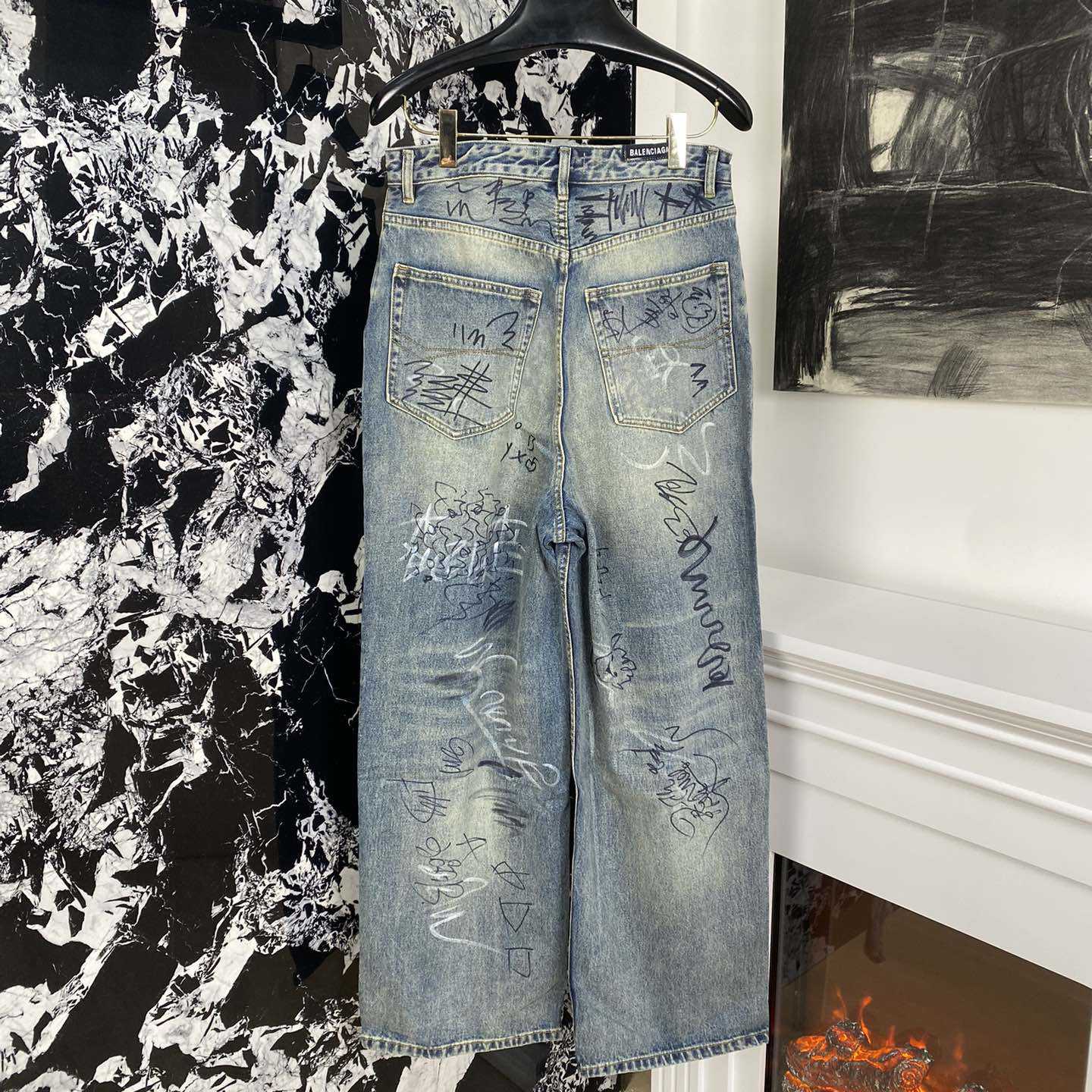 Balenciaga Graffiti Baggy Jeans - DesignerGu