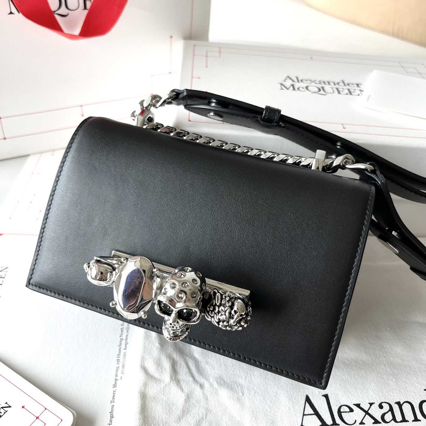 Alexander McQueen The Biker Mini Jewelled Satchel 'Black' (18*12*6cm) - DesignerGu